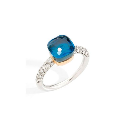 Pomellato Nudo Petit ring London Blue topaas Deep Blue Diamonds