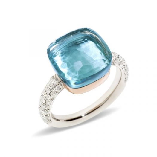 Pomellato Nudo Grande ring Diamonds Blauwe Topaas