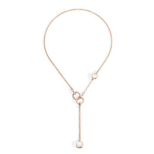 Pomellato Nudo lariat collier Witte Topaas/Parelmoer