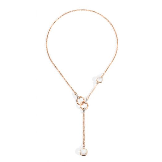 Pomellato Nudo lariat collier Witte Topaas/Parelmoer