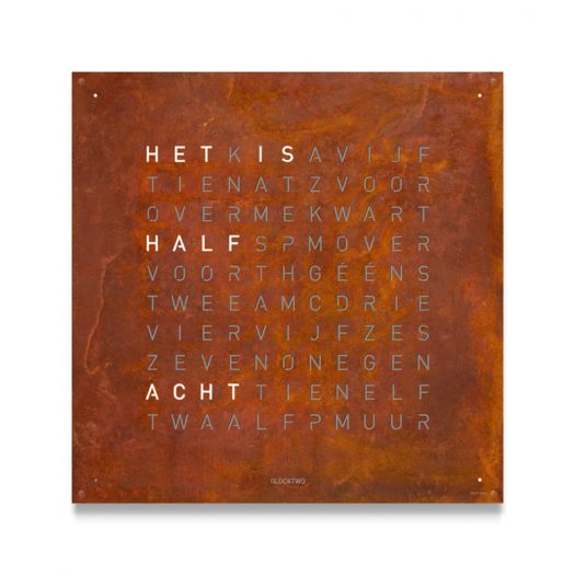 QlockTwo Large Rust 90x90 cm